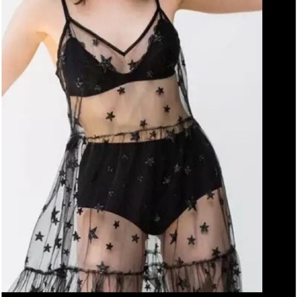 Minted Silver Galaxy Sparkle Mesh Maxi CoverUp - Picture 8 of 8